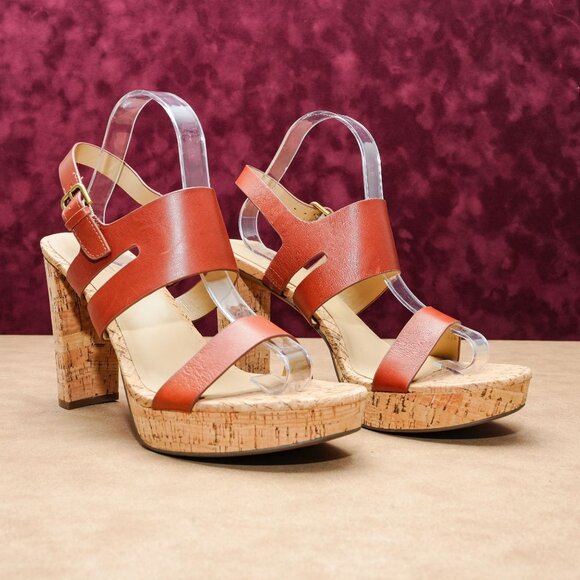 Naturalizer Women Marla Brown Leather Wide Fit Summer Slingback Sandals sz 9.5 - Picture 1 of 8